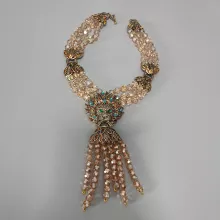 lion head pendant artificial diamond necklace